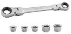 Conjunto de chave de catraca de cabeça dupla de cabeça flexível 7 em 1